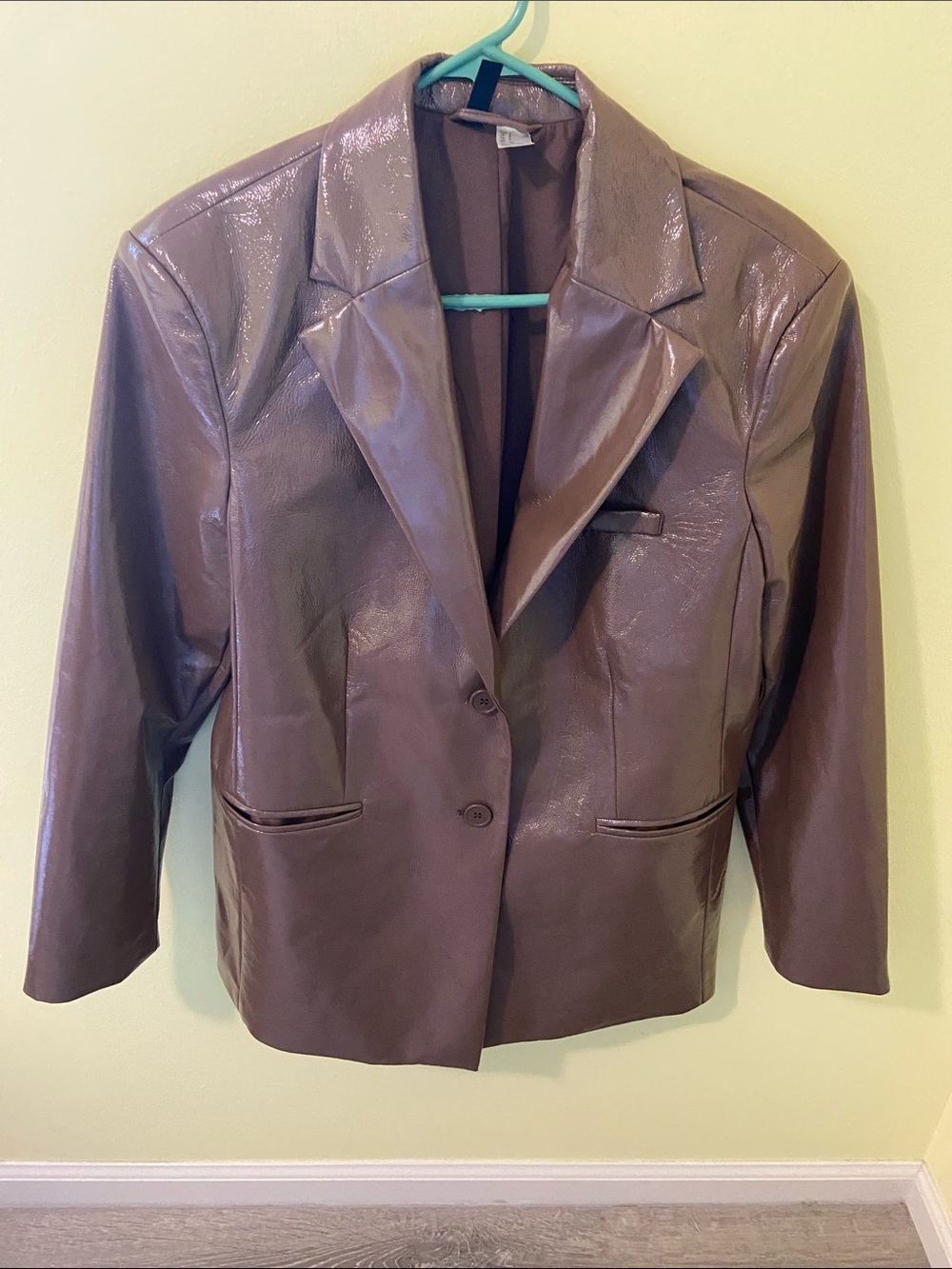 H&M Shiny Faux Leather Blazer Jacket